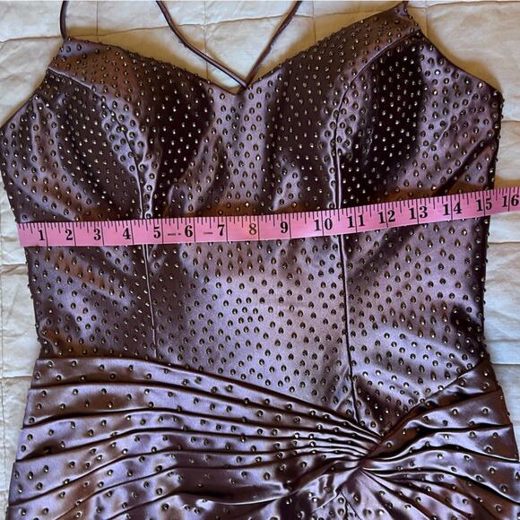 Camille La Vie Purple Mauve Studded Trumpet Formal Dress w/ High Leg Slit - 8 - Picture 9 of 16